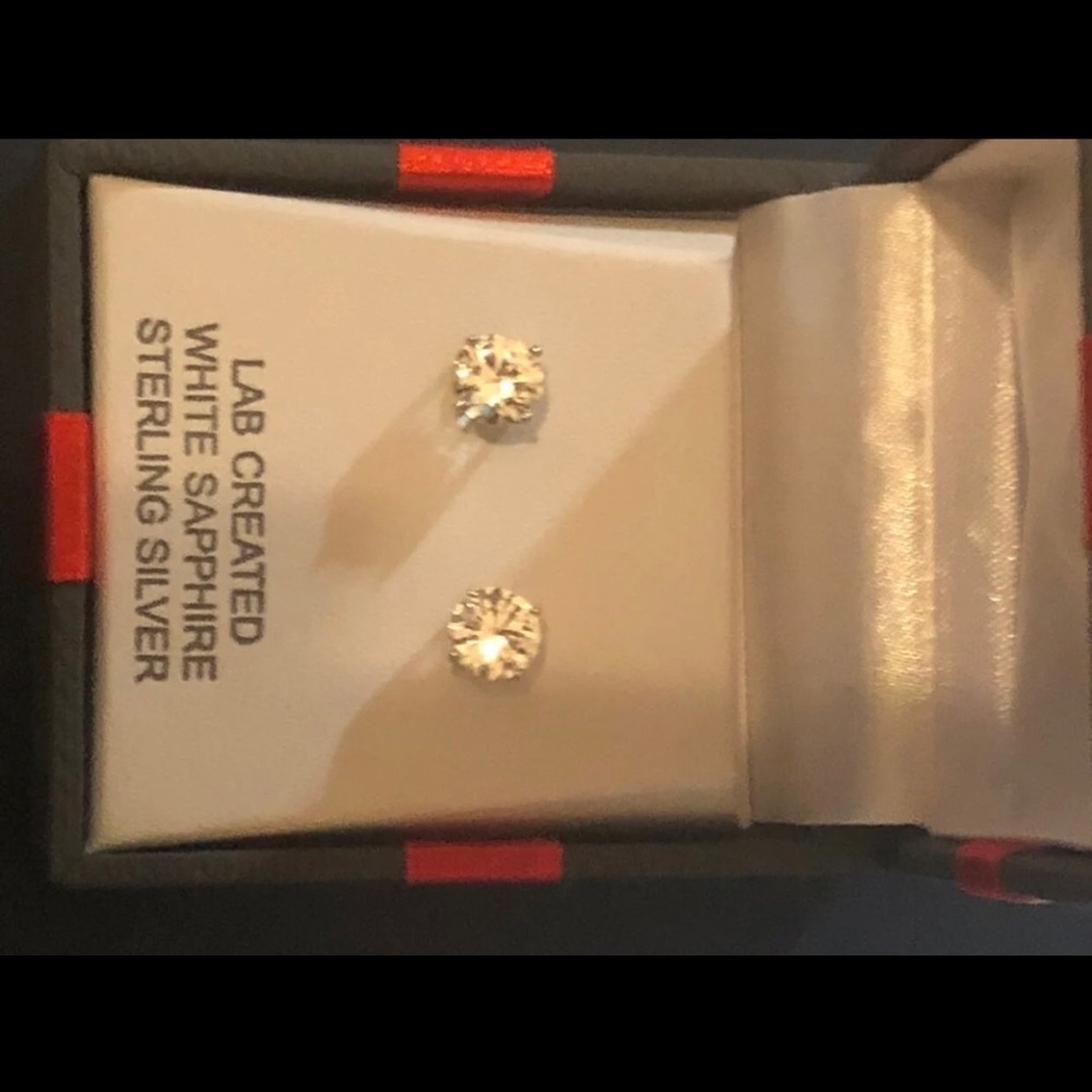 Sterling Silver White Sapphire stud earrings
